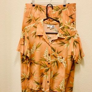 Vintage Iolani Hawaiian silk shirt and pants